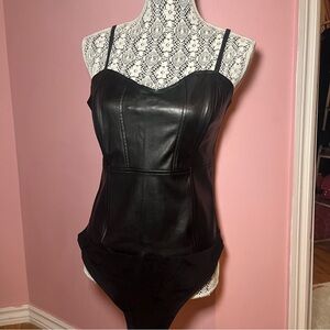 Faux leather bodysuit